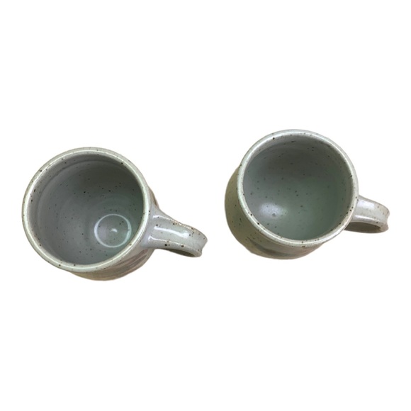 Handthrown Artisan Pottery Mugs Pastel Leaf Swirl Speckled Stone Boho Country - Picture 9 of 10